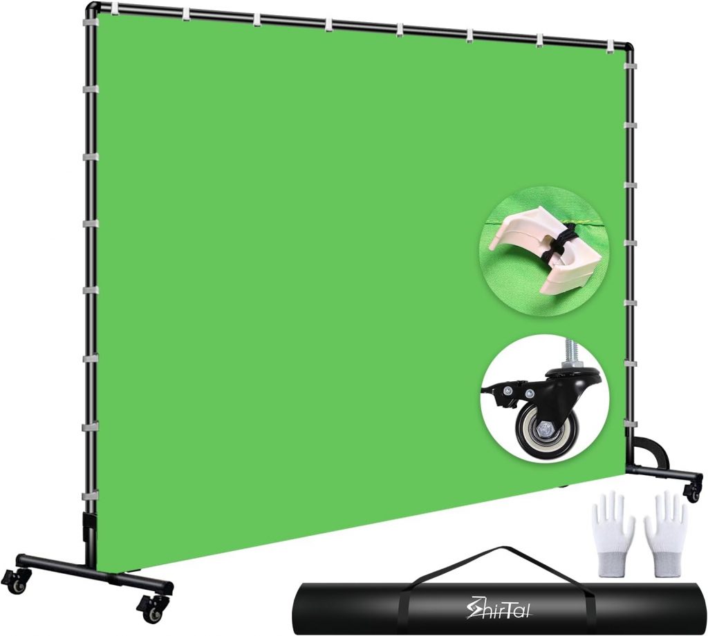 Green Screen Backdrop with Stand,Movable Backdrop Stand with Wheels