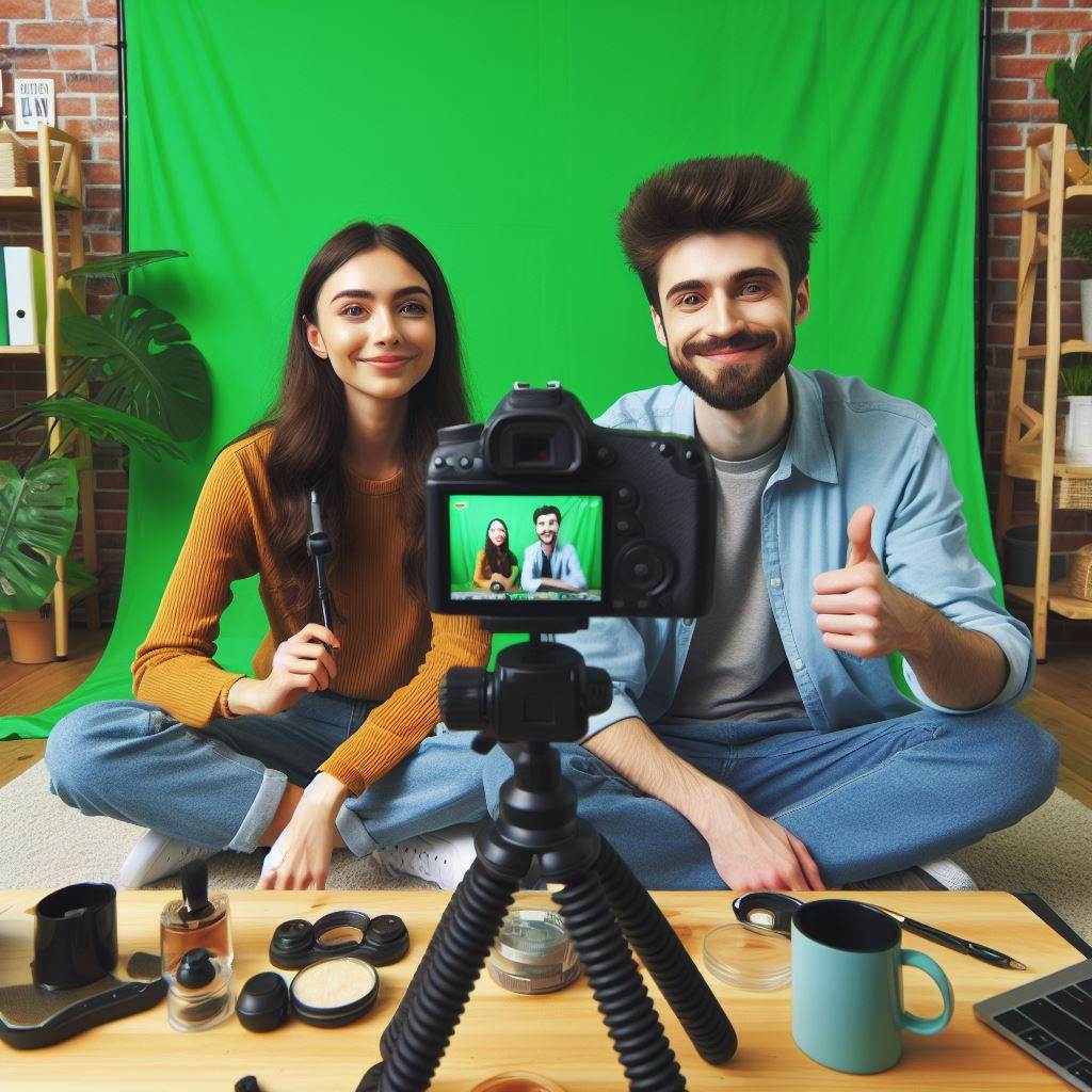 YouTube vloggers use a portable green screen