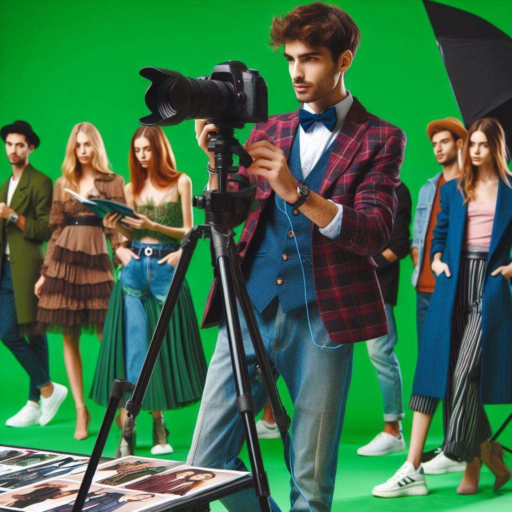 photographers  in fashion use a portable green screen